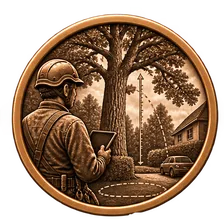 Symbol für den Arbeitsschritt „Wir prüfen Baum und Umfeld“