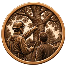 Symbol für den Arbeitsschritt „Wir sehen uns den Baum an“